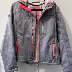 Superdry Gray and Pink Fleece Jacket